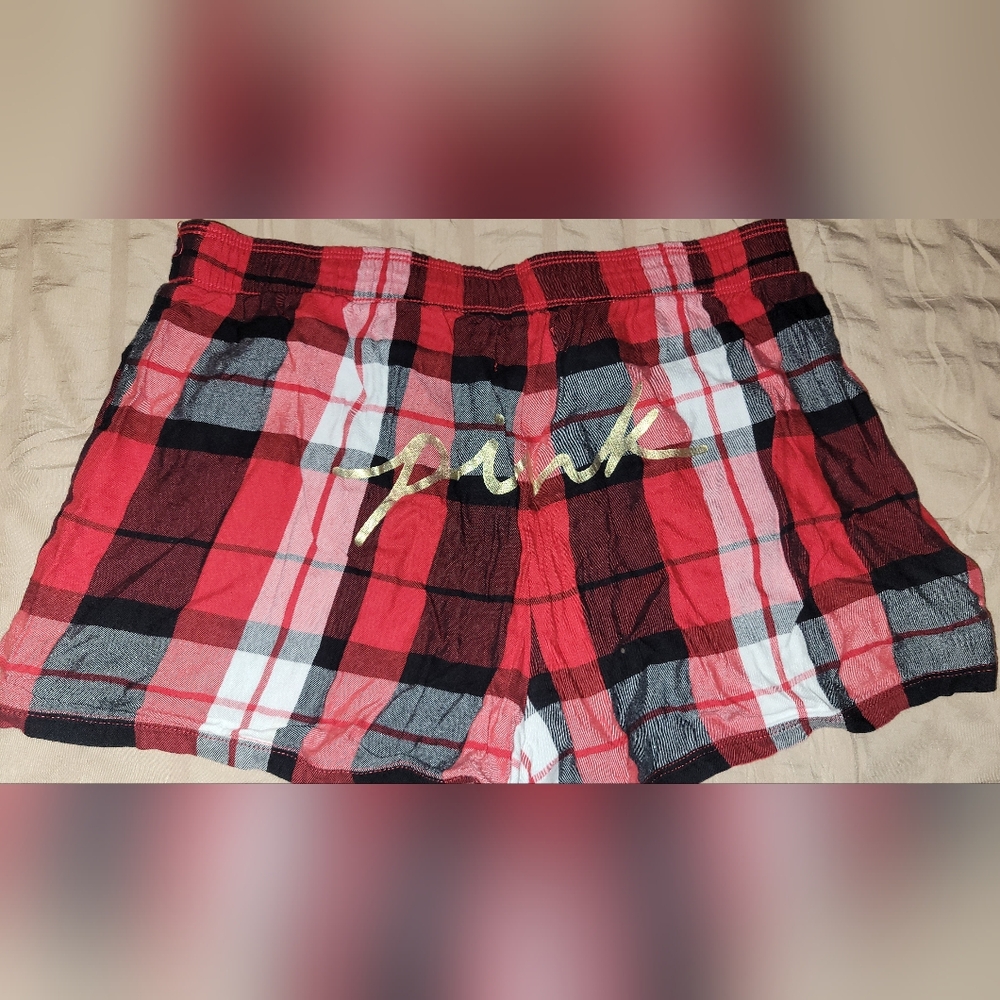 PINK Victoria's Secret Red and Black Plaid Shorts